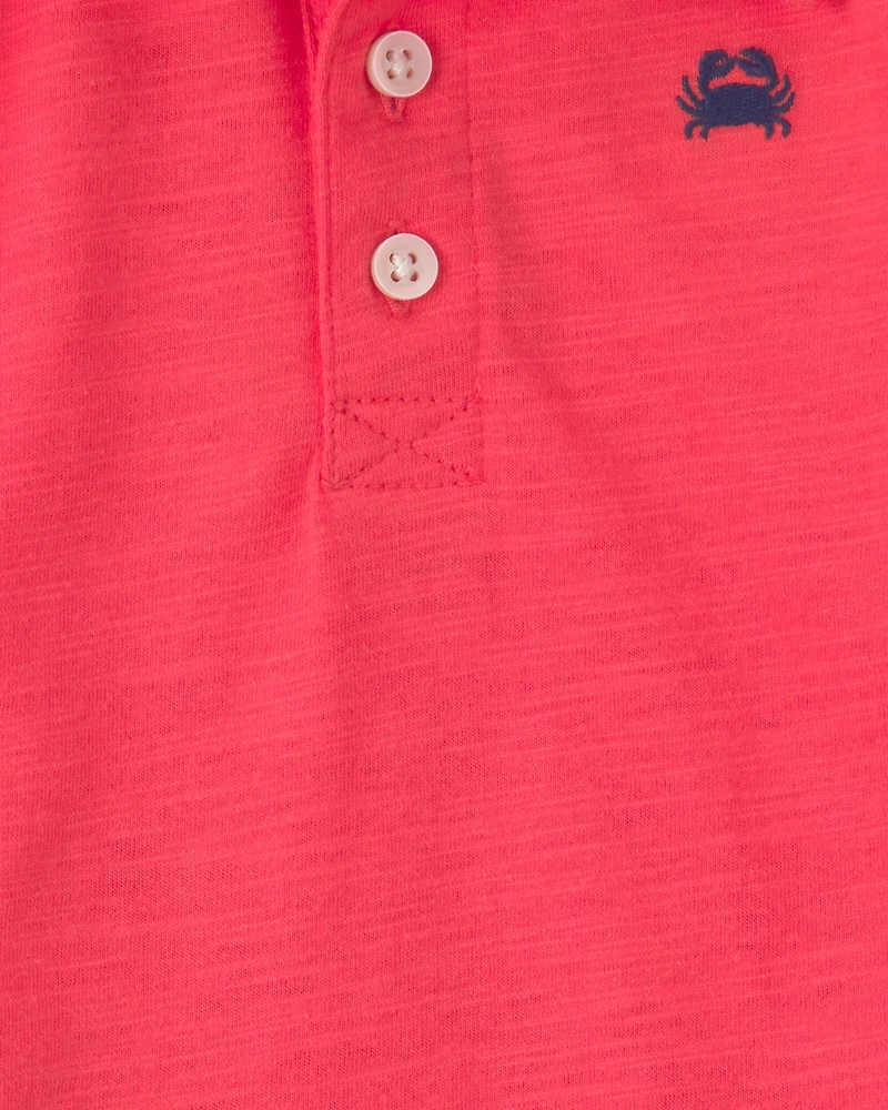 Baby Boy 2-Piece Polo Shirt & Short Set - Orange/Blue