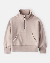Toddler Girl Long-Sleeve Quarter-Zip Pullover Sweatshirt - Brown