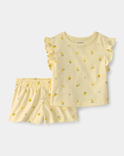 Baby Girl 2-Piece Lemon Top & Short Set - Yellow