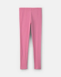 Girls Pull-On Stretch Rib Leggings - Pink