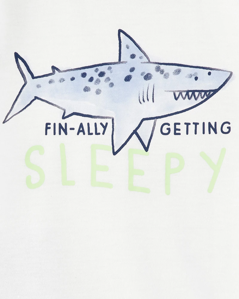 Toddler Boy Shark Print Loose Fit 2-Piece Pyjamas - Blue