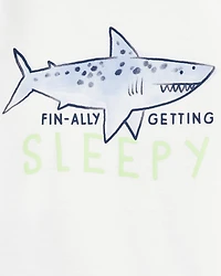 Toddler Boy Shark Print Loose Fit 2-Piece Pyjamas - Blue