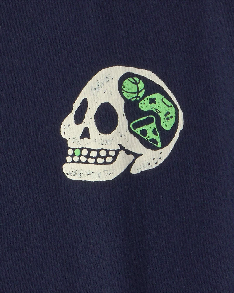 Boys Skull Graphic Tee - Navy Blue
