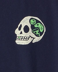 Boys Skull Graphic Tee - Navy Blue