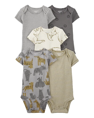 Baby Boy 5-Pack Striped Alligator Short-Sleeve Bodysuits