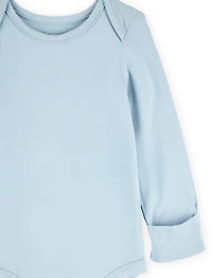Baby 2-Pack Long-Sleeve PurelySoft Bodysuits - Blue/Ivory