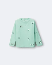 Toddler Boy Emotions Long Sleeve Relaxed Graphic Tee - Green