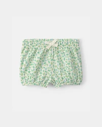 Baby Girl 3-Piece Shell Top & Short Set - Green/Ivory