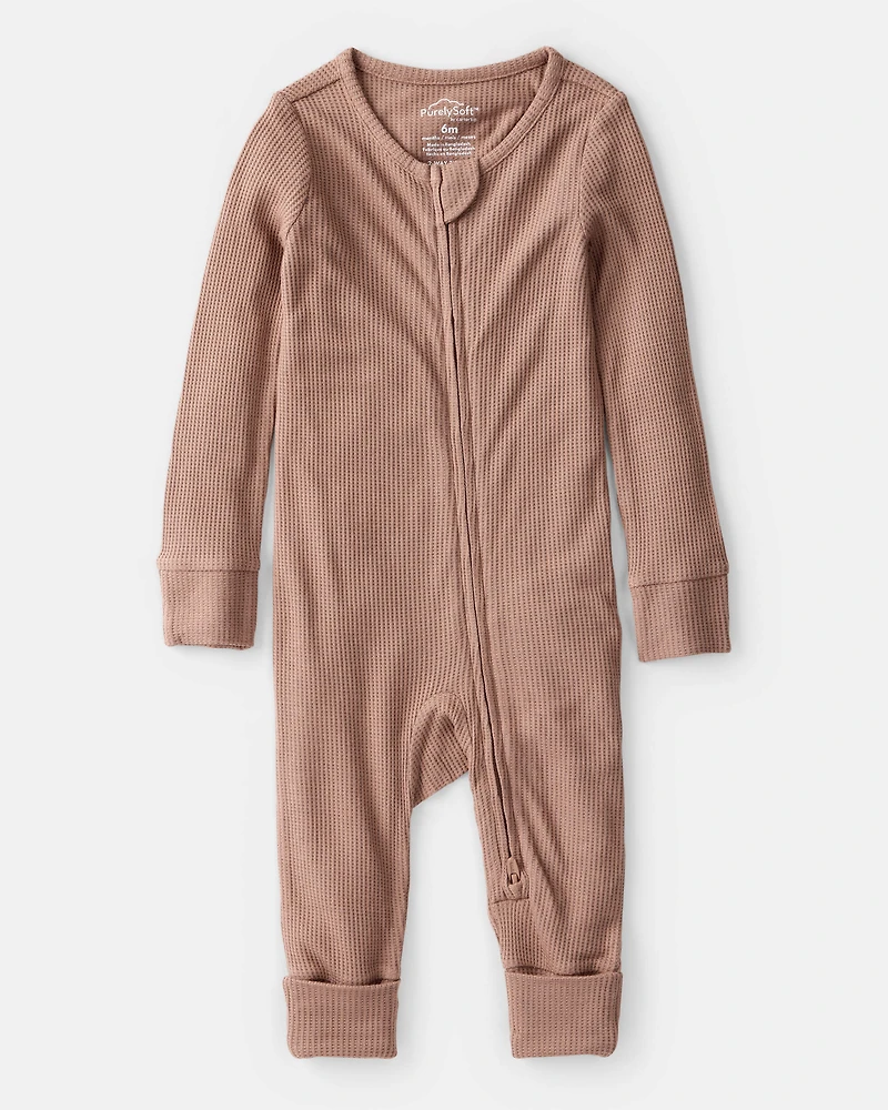 Baby Solid PurelySoft Long-Sleeve 2-Way Zip Sleeper - Brown