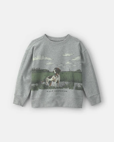 Boys Dog French Terry Pullover Sweatshirt - Grey