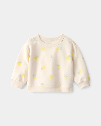 Baby Girl French Terry Pullover Sweatshirt - Lemon