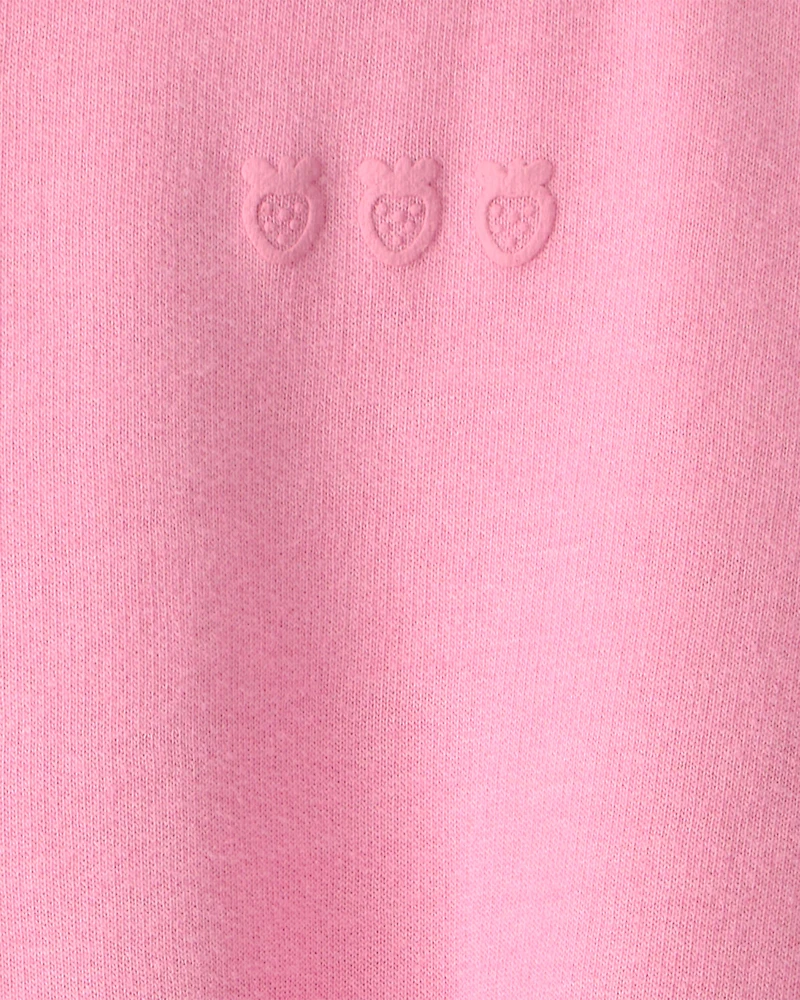 Baby Girl Strawberry French Terry Pullover Sweatshirt - Pink