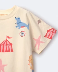 Toddler Dolman Tee Circus Print - Cream