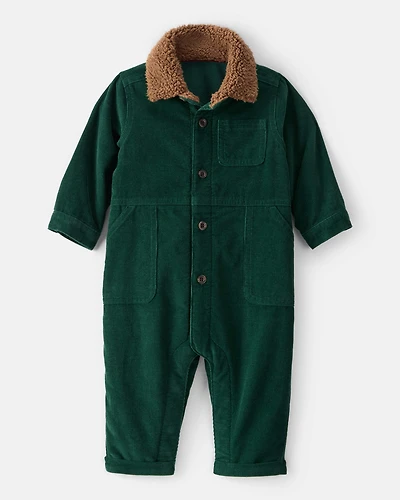 Baby Boy Corduroy Long-Sleeve Jumpsuit - Green