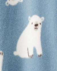 Baby Boy Polar Bear Print Loose Fit Long-Sleeve 2-Way Zip 1-Piece Pyjamas - Blue
