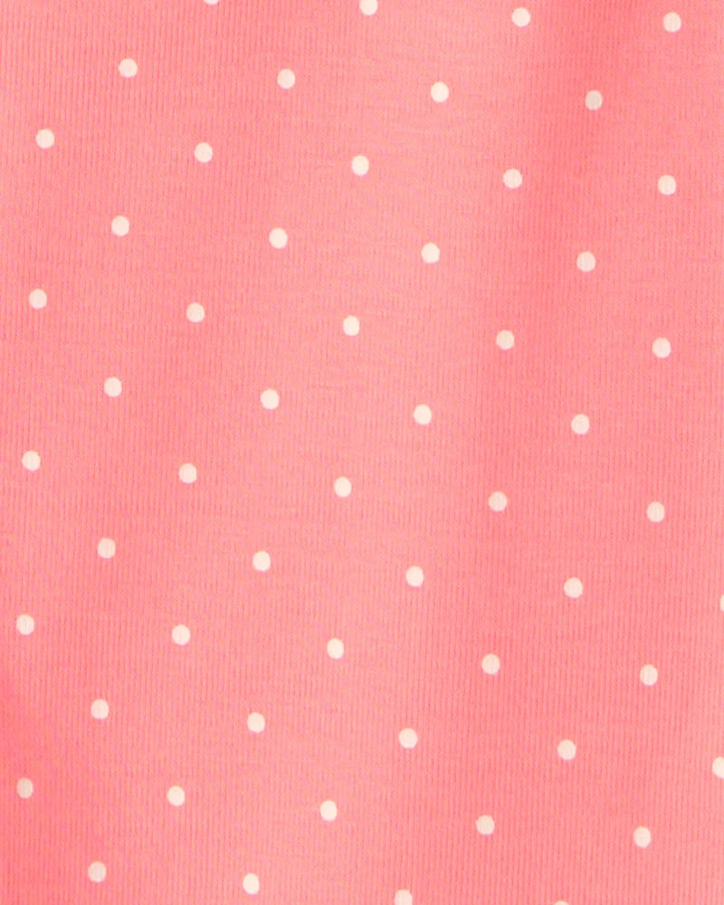 Girls Strawberry 100% Cotton Snug Fit 4-Piece Pajama Set - Green/Pink