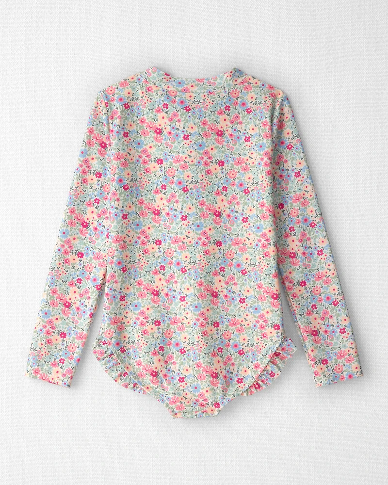 Girls Recycled Meadow Mix Print Rashguard Swimsuit