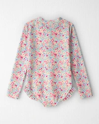Girls Recycled Meadow Mix Print Rashguard Swimsuit