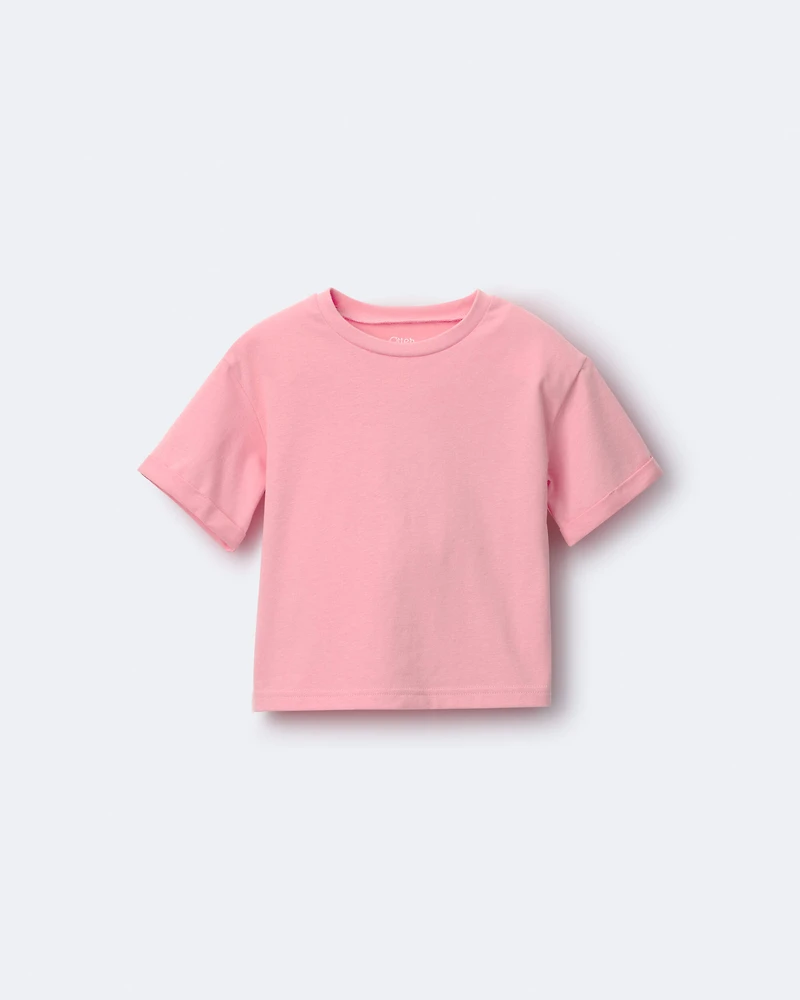 Toddler Girl Rolled Cuff Tee - Light Pink