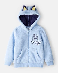 Toddler Boy Bluey™ Sherpa Hooded Zip-Up Jacket - Blue