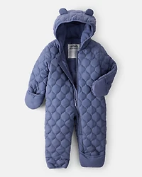 Baby Boy 1-Piece Quilted Pram Snowsuit - Navy