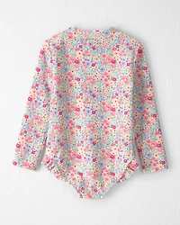 Toddler Girl Recycled Rashguard Swimsuit Meadow Mix Print