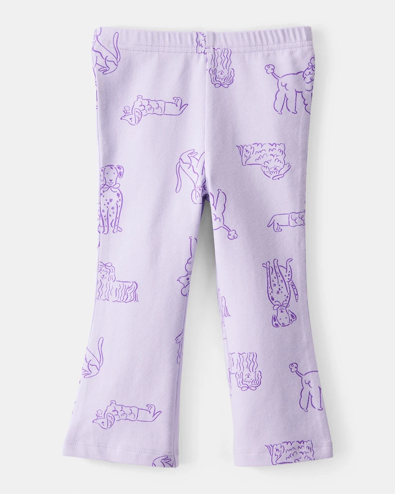Baby Girl Dog Print Pull-On Flare Stretch Leggings - Purple