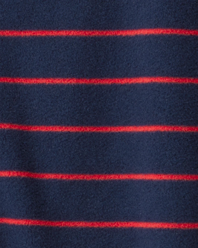 Baby Boy Dog Striped Fleece Loose Fit 1-Piece Pyjamas - Navy