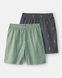 Boys 2-Pack Gaming Pyjama Shorts - Green/Grey