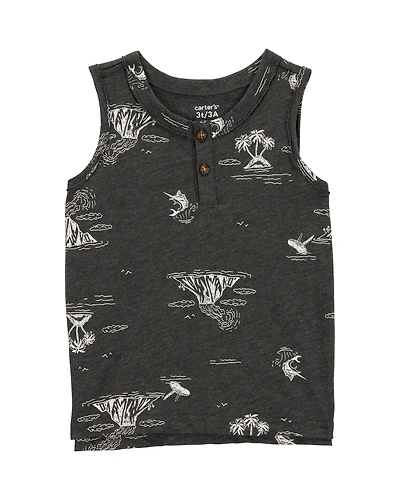 Baby Sea Print Slub Jersey Sleeveless Tank