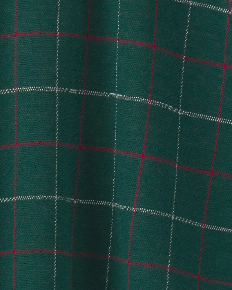 Girls Bow Plaid Skort - Green