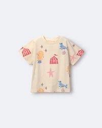 Toddler Dolman Tee Circus Print - Cream