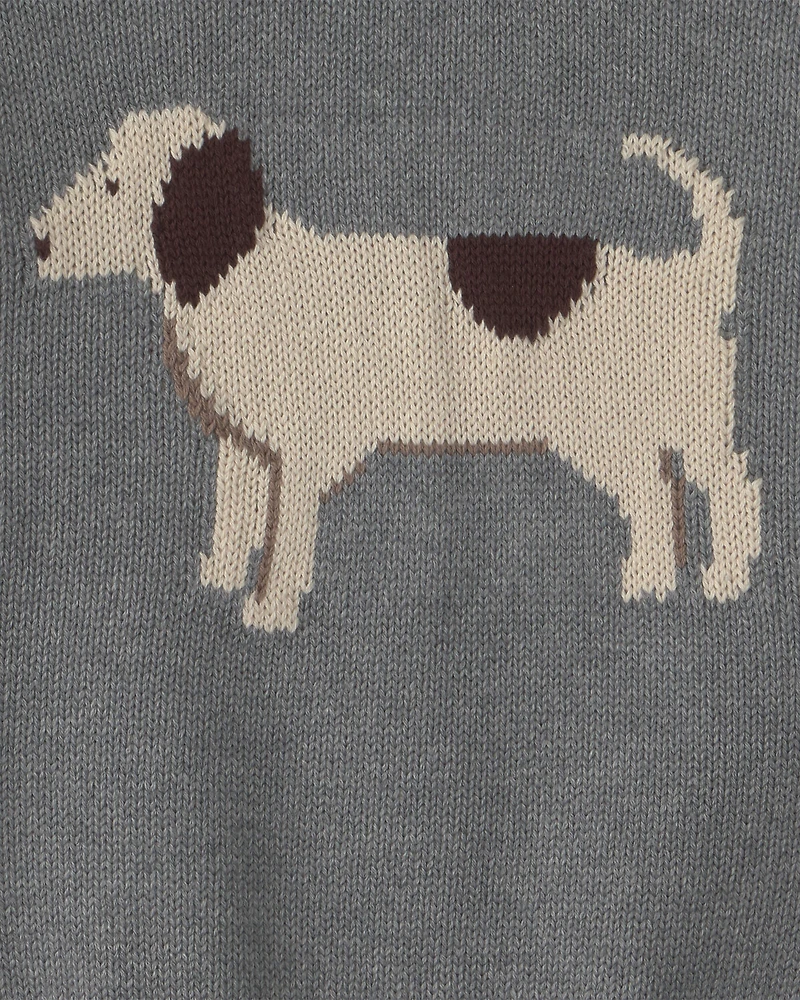 Toddler Organic Cotton Dog Sweater Knit Pullover