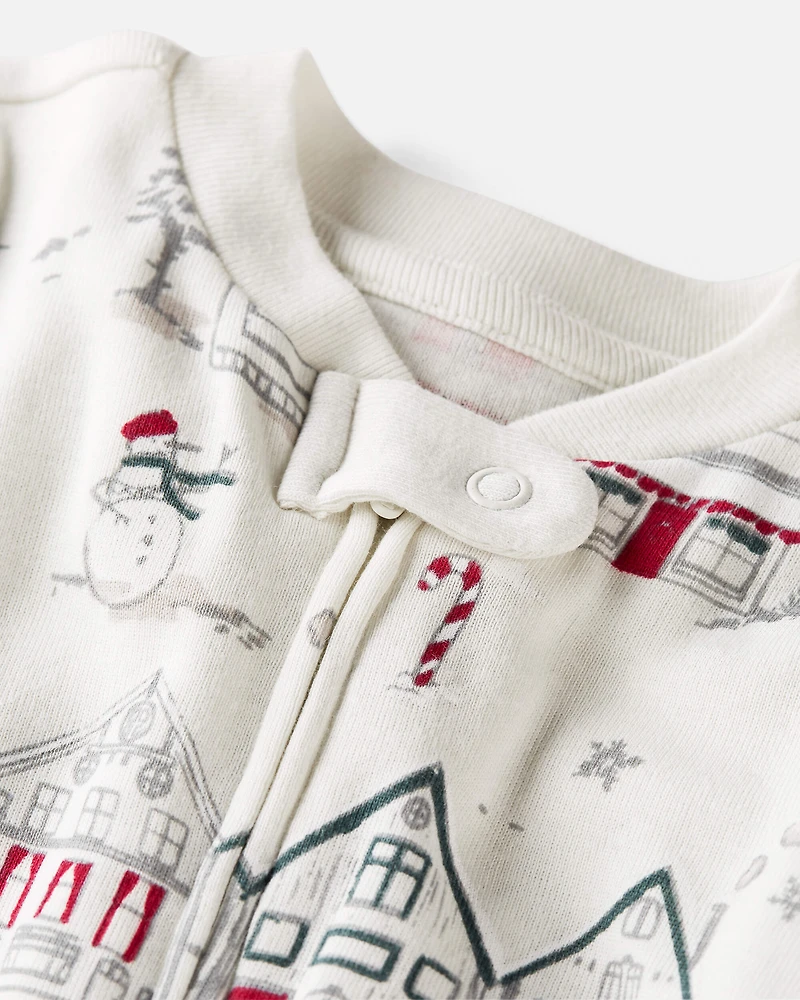 Baby Organic Cotton Sleep & Play pyjamas Winter Village
