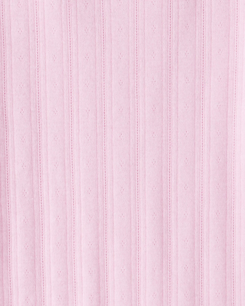 Girls Pointelle Long-Sleeve Top - Pink
