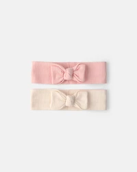 Baby Girl 2-Pack Headbands - Pink/Ivory