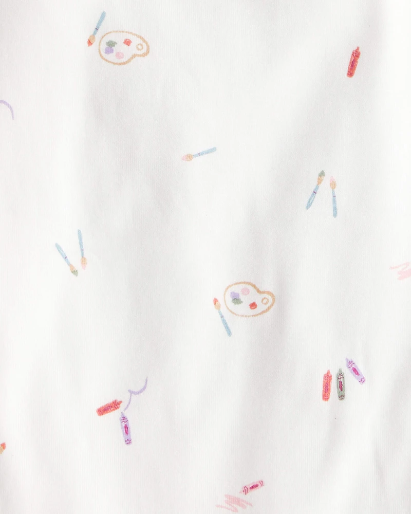 Baby Girl Paint Print PurelySoft Long-Sleeve Multipack Bodysuits - White/Purple