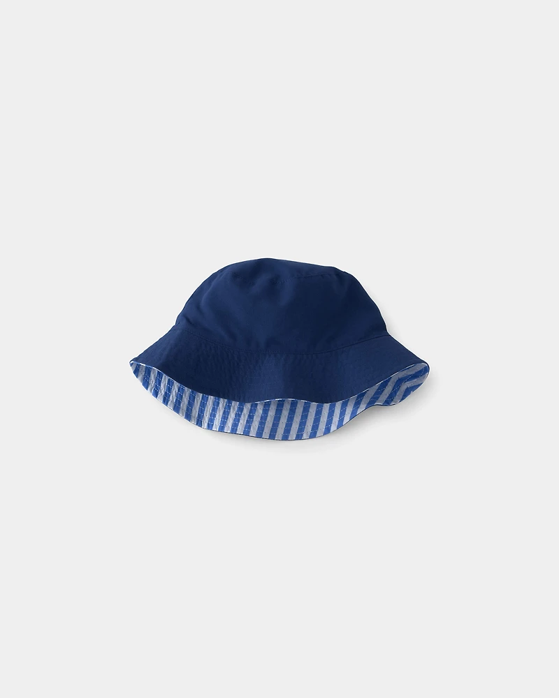Toddler Boy Reversible Stripe Swim Hat - Blue