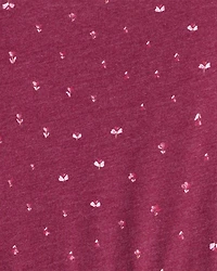 Girls Floral Long-Sleeve Dress - Maroon