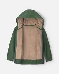 Boys Fleece Zip-Up Hoodie - Olive Green
