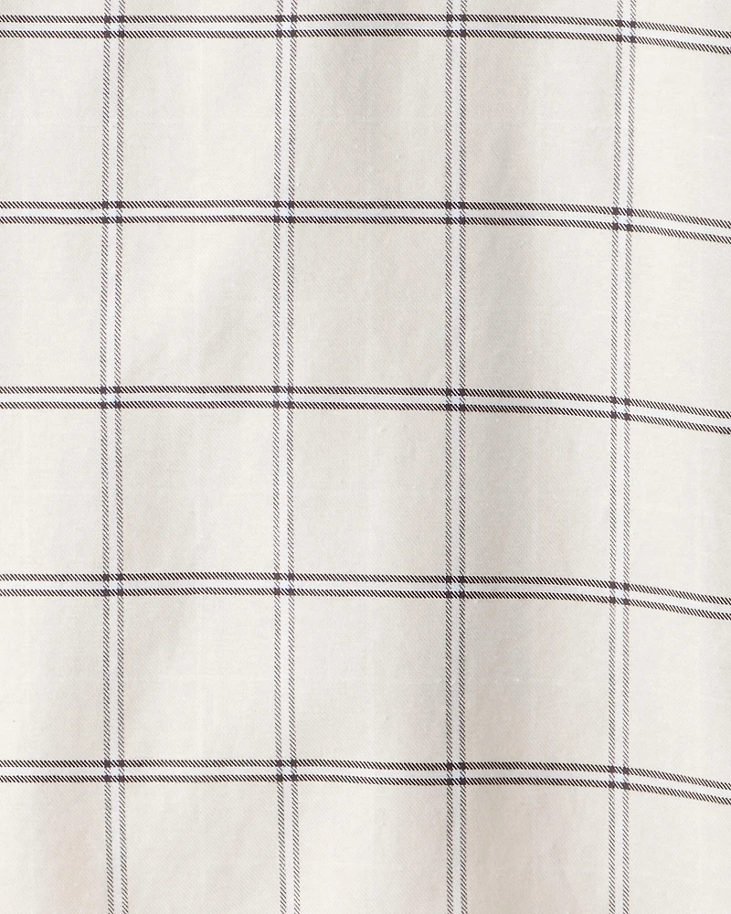 Girls 2-Piece Plaid Long-Sleeve Dress Set - White