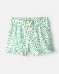 Baby Girl Floral Pull-On Shorts - Green
