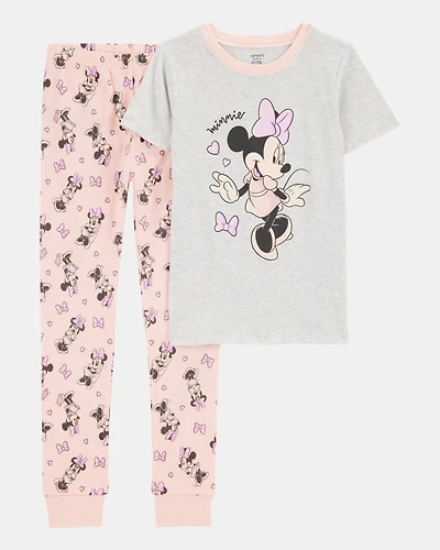 Girls Minnie Mouse Snug Fit Cotton 2-Piece Pyjamas