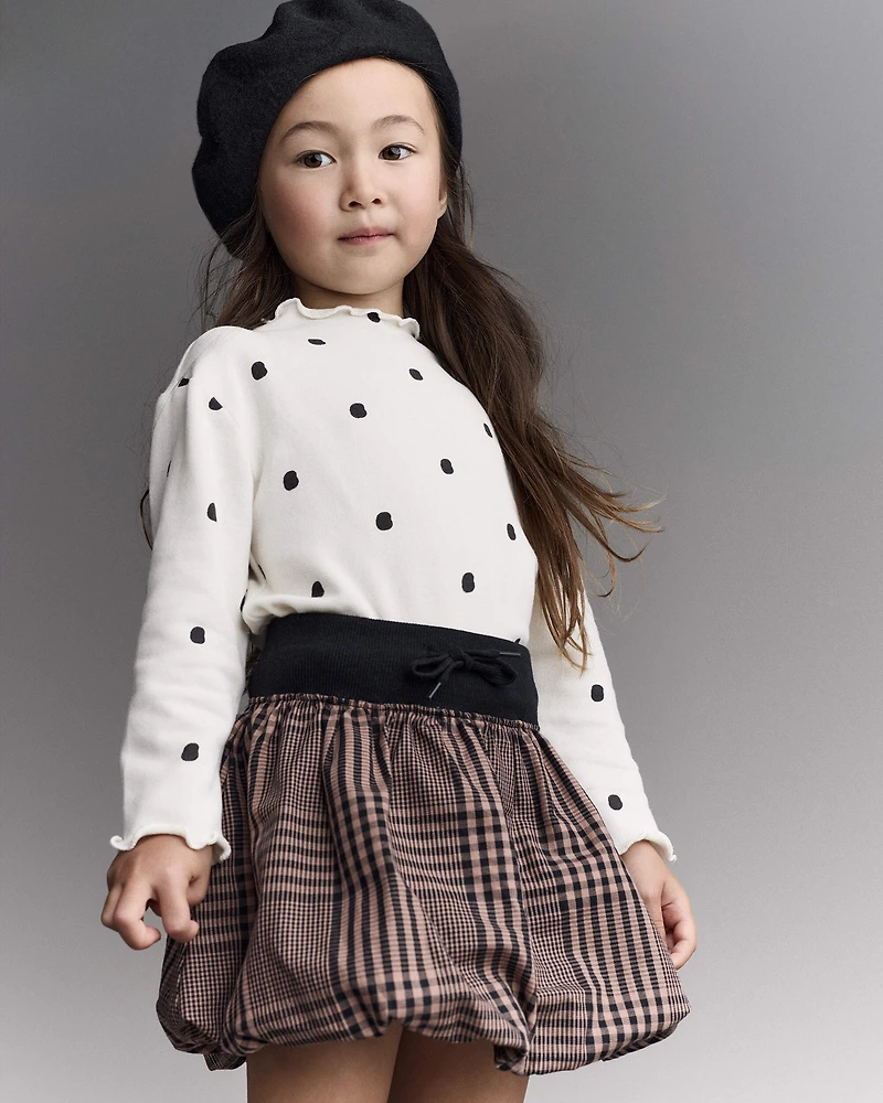 Toddler Girl Bubble Skirt Plaid - Tan