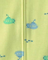 Toddler Boy Submarine 100% Cotton 1-Piece Romper Pyjama - Green