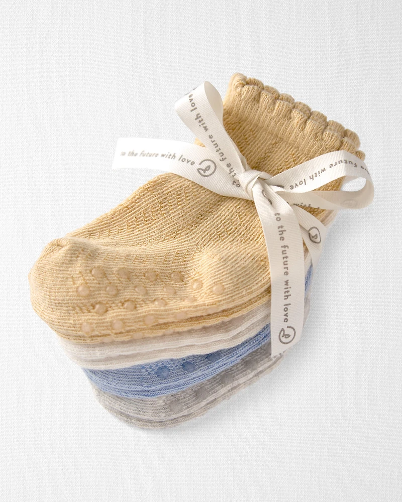 Baby Girl 4-Pack Slip Resistant Socks Made with Organic Cotton