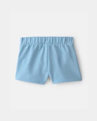 Baby Girl Tropical Flower French Terry Shorts - Blue