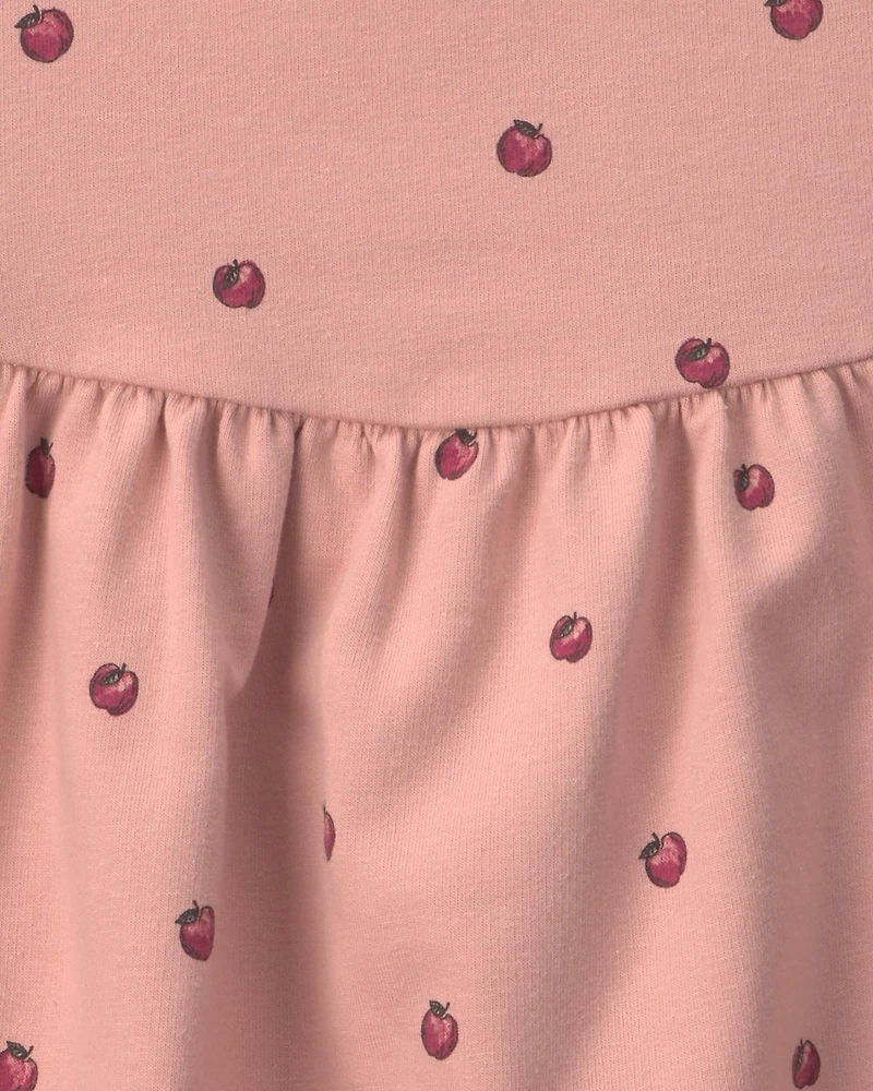 Toddler Girl Organic Cotton French Terry Dress Apples