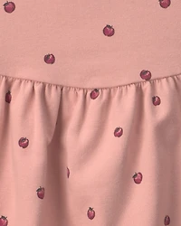 Toddler Girl Organic Cotton French Terry Dress Apples