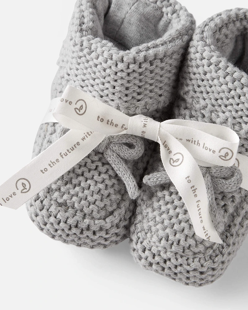 Baby Organic Cotton Crochet Booties Gray